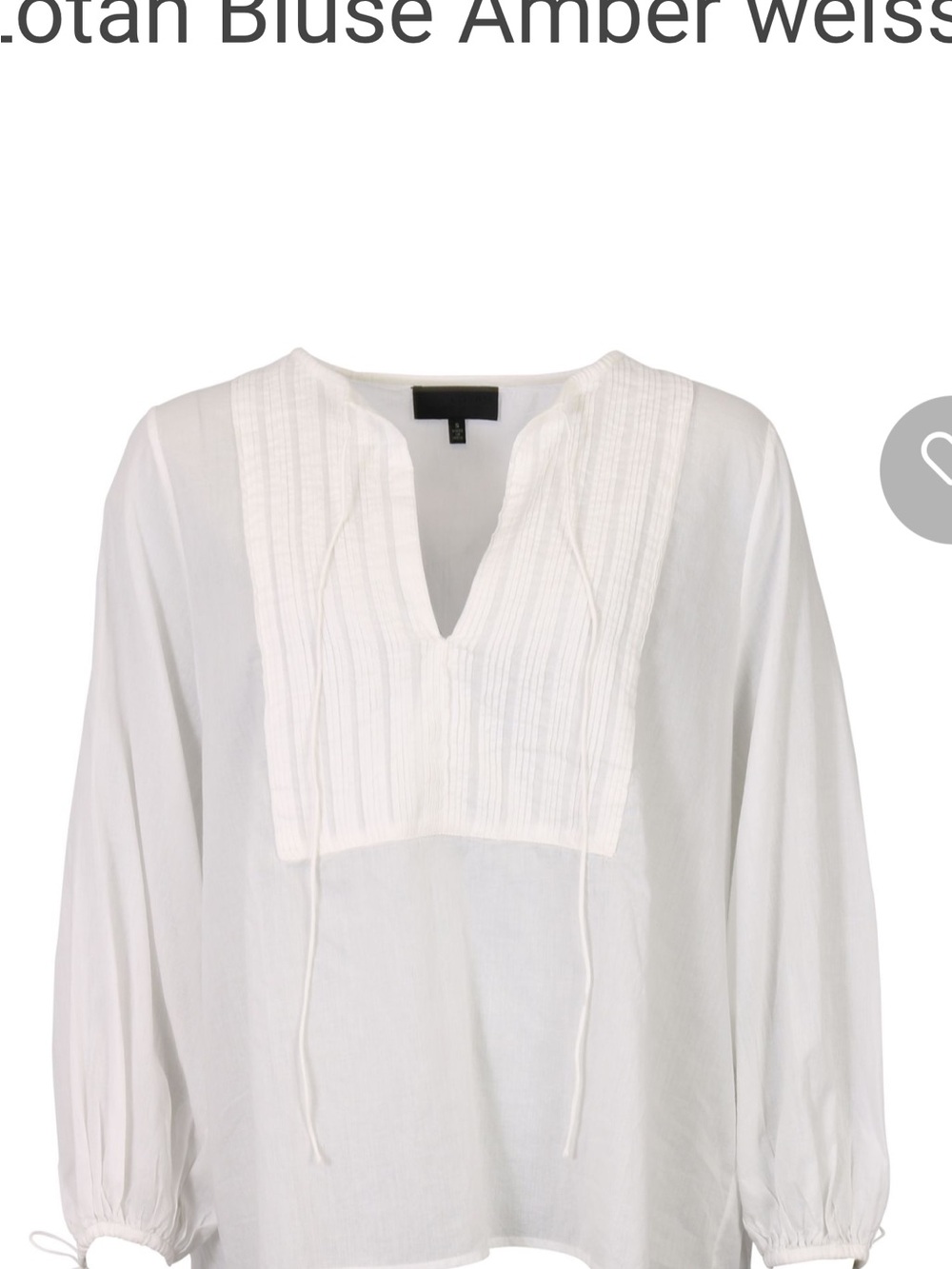 Nili Lotan White Pintuck Peasant Tunic Blouse